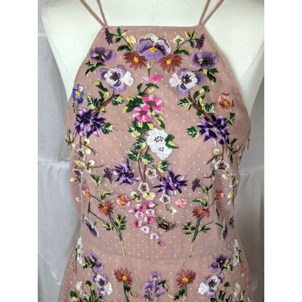 ASOS Dusty Rose Floral Sequin Halter Maxi Dress - Picture 6 of 14